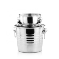 French Wine Party Bar Cooler Striking Stainless Steel Ice Champagne Bucket with Handles