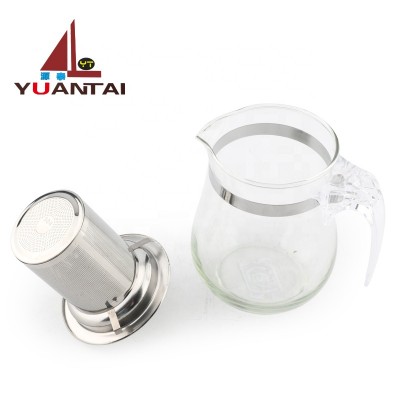 Recreational style pyrex clear glass teapot with Stainless Steel Infuser Handcrafted