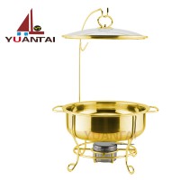 Factory wholesale stainless steel buffet chafing dish can spray gold Dubai hot chafing dish with pot rack