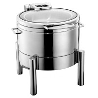 realwin 11L round soup station stainless steel chafing dish with glass cover