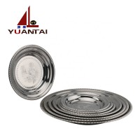 Round stainless steel round plate for restaurants wedding food dish flower tray