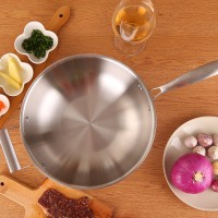 Modern Design Stainless Steel Food Pan Round Stir Fry Pan For Home Restaurant Using